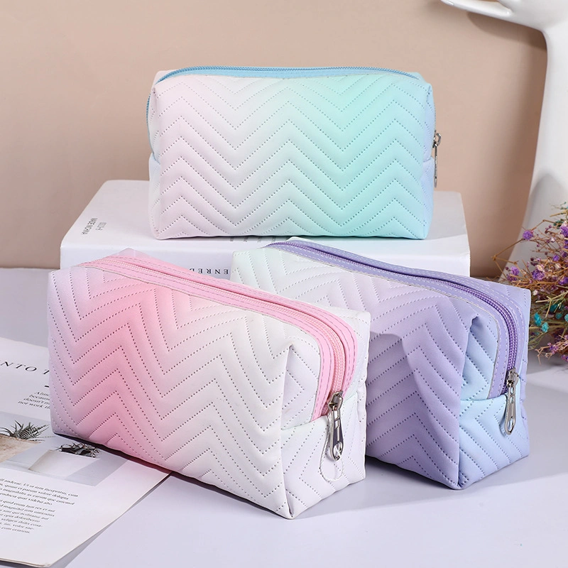 Factory Custom Logo Women PVC Makeup Cosmetic Pouch Travel Promotional Leather PU Cosmetic Bag